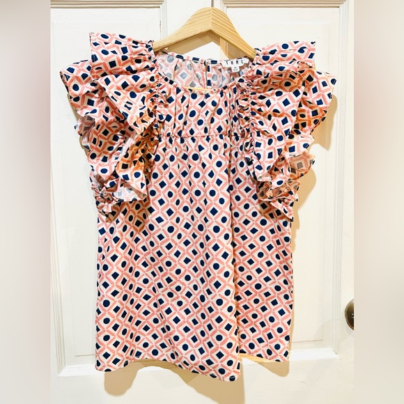 THML | Geometric Print Ruffle Blouse - Picture 2 of 5